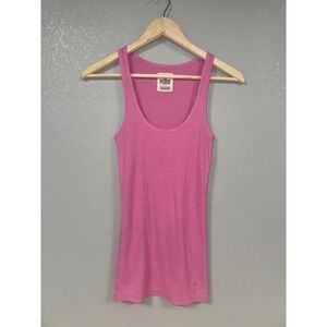 PINK Victoria's Secret Y2K Ribbed Long Tank Top Hot Pink Racerback Size S